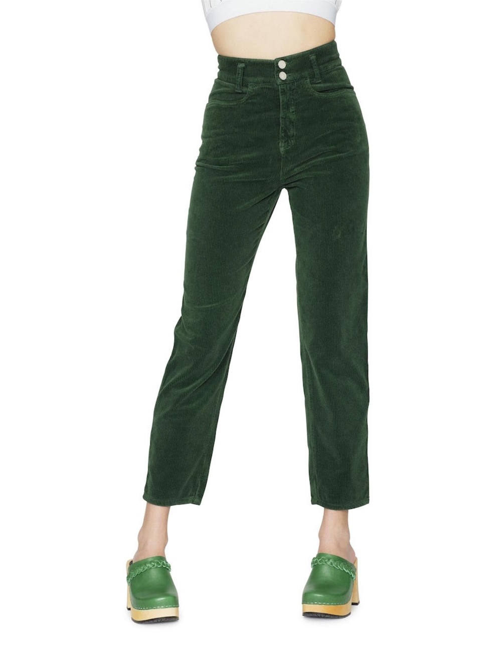 Swedish Hasbeens Mom Jeans Cord Corduroy High Rise Ankle In Deep Green Size 27